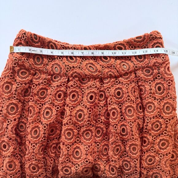 Anthropologie Moulinette Soeurs Tuberose Lace Semi-Sheer Skirt in Orange Size 4P - Picture 9 of 9